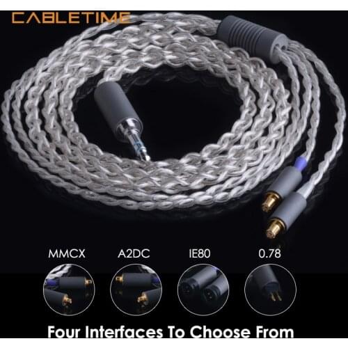 CABLETIME HIFI Earphone Upgrade Cable 3.5mm to MMCX Silver Plated 3.5mm to 0.78 OCC Replace Wire MMCX Connector For Shure