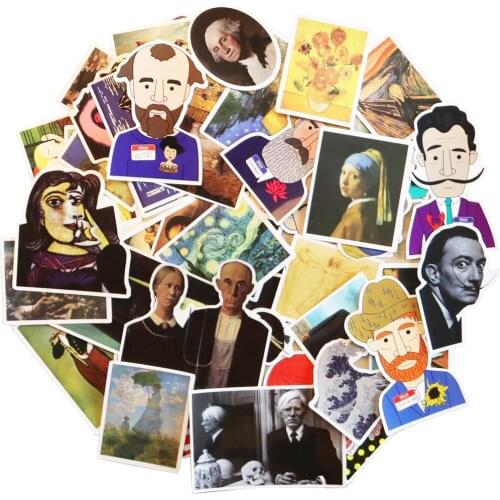 Artist and famous painting stickers waterproof Picasso Van Gogh Monet Starry sky