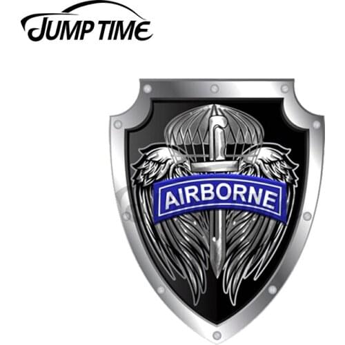 JumpTime 13 x6cm Airborne Paratrooper Shield Dagger Car Stickers Decals Trunk Laptop Motorcycle Surfboard Scratch-Proof Graphics