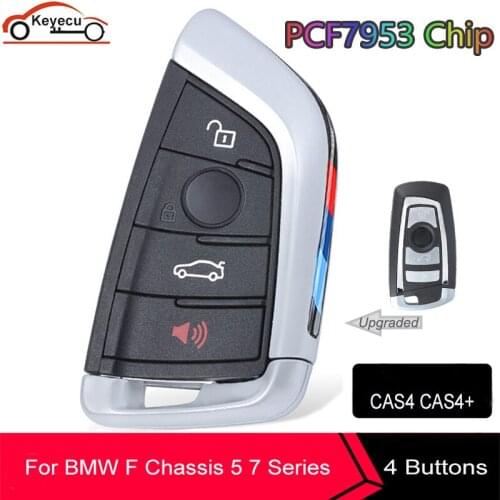 KEYECU 4 Buttons 433MHz Remote Car Key Fob for BMW X5 X6 2014-2016 with uncut key blade FCCID: NBGIDGNG1, Black