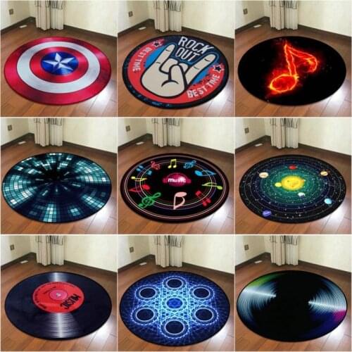 Creative Geometric Music pattern Round Carpets For Living Room Bedroom Area Rugs And Carpet Kids Room Computer Chair Floor Mats