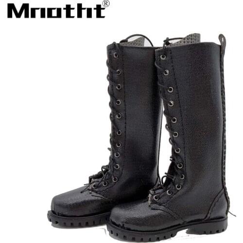 1/6 Scale Man Figure Shoes Long Boots Shoes Model Solid Inside with Feet for 12 inches Action Figure Body