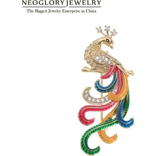 Neoglory Chinese Style Enamel Phoenix Brooches for Women Colorful Bird Pins New Design Accessories New Year Gift For Friend
