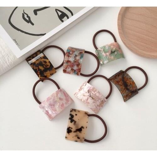 New Acetate Leopard Scrunchies Women Retro Geometric Elastic Hair Band Hair Rope Headwear Fashion Hair Ties Hair Accessories