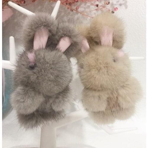 New mink rabbit keychain bag mobile phone car ornaments childrens dolls rabbit plush toys men and women ornaments gift
