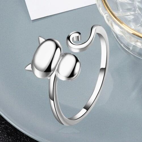 Charming Boho Korean Open Adjustable Cat Rings for Women Wedding Ring Jewelry Valentines Day GIFT