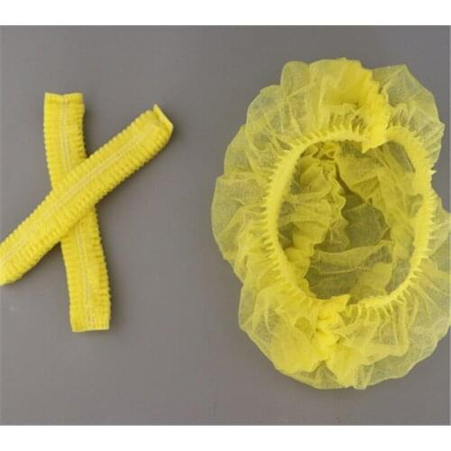 10 PCS Disposable Hair Shower Cap Non Woven Pleated Anti Dust HatHotel SalonSupplies Set Yellow Non-woven Bouffant Shower Caps