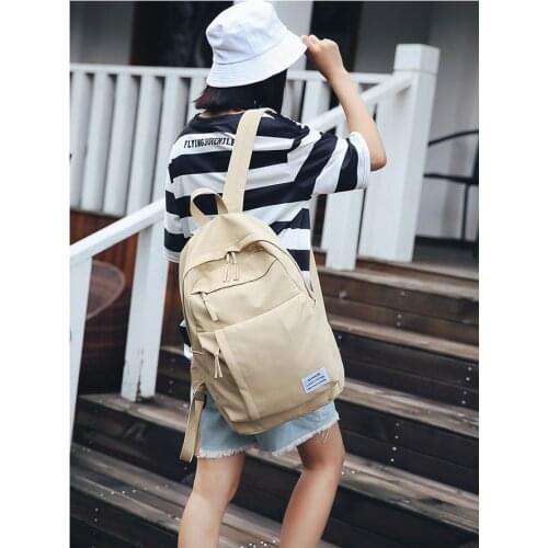 2019 solid pink waterproof nylon women backpack Large capacity multiple zip pocket Backpacks Travel bag Girls Schoolbag Pack