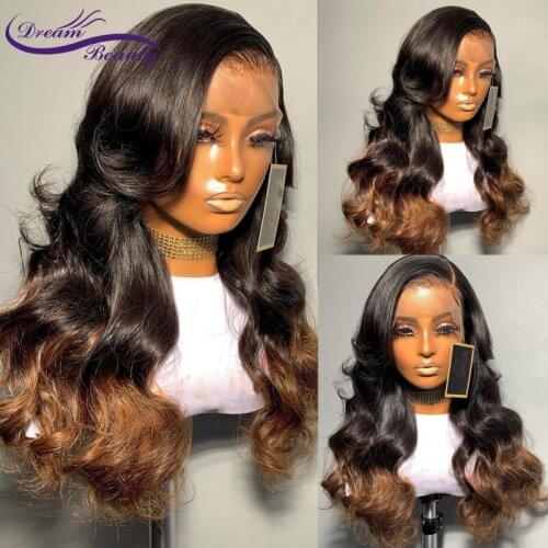 Ombre Blond Highlight 13x4 Lace Front Human Hair Wigs For Women 180% Lace Front Wigs Wavy Human Hair Brazilian Remy Wigs