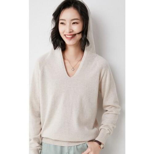 2021 spring new pullover long-sleeved hooded knitted sweater sweater loose plus size hooded sweater