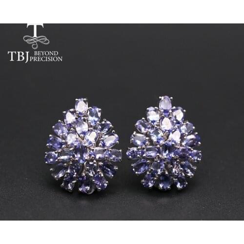 Luxury 14ct up Natural Tanzanite gemstone Big earring oval 3*5mm blue tanzanite real gemstone from tanzania 925 sterling siver