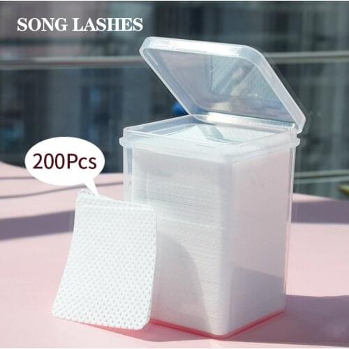 200pcs Eyelash Glue Remover Cotton Wipes UV Gel Nail Tips Polish Remover Cleaner Lint-Free Paper Pad Eyelash Make Up Tools