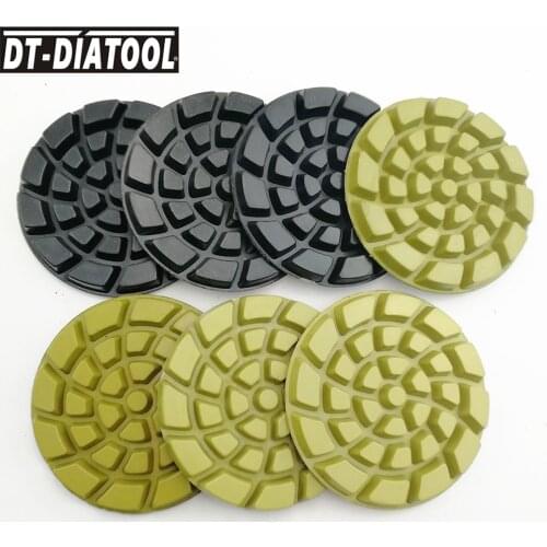 DT-DIATOOL 7pcs Resin Bond Diamond Concrete Polishing Pads Sanding Disc professional quality Thickened Floor Renew Pads 4"/100mm