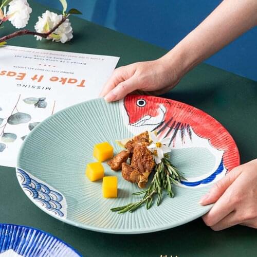 Steak Plate Household Ceramic Western Food Plate Creative Food Plate Plate Japanese Pasta Plate Breakfast Plate Round Plate