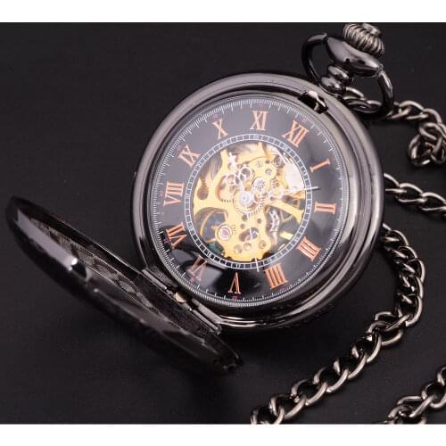TIEDAN Brand New Watch Retro Vintage Unisex Mechanical Pocket Watch Elegant Hollow Skeleton Fob Watch Classic Watch Necklace