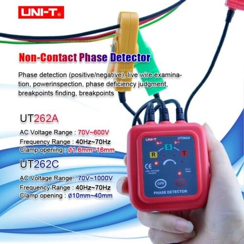 UNI-T UT262C UT262A Non-contact 3 Phase Detector Sequence Recognition Missing Judgment Tester Current Meters Multimeter Buzzer