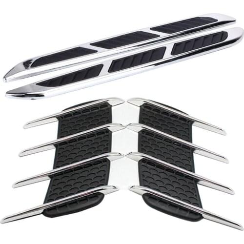 2Pcs 3D Sticker Universal Car Engine Hood Air Intake Flow Vent Fender Cover Shark Gill Sticker Fender Bumper Trunk Car Interior