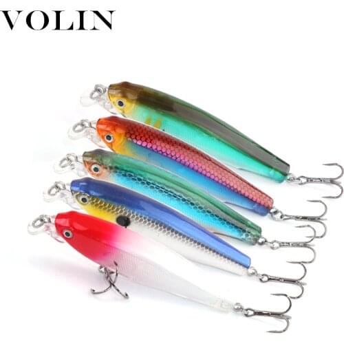 Volin NEW 1pc Wobbler Minnow Fishing Lure Bass Tackle Crank Baits70mm7.5g with 2 Fishing Hooks Fishing Tackle Lure