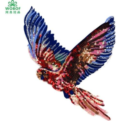 Eagle Sequins embroidery patch Applique Handmade 3D patch for dress DIY Wholesale support