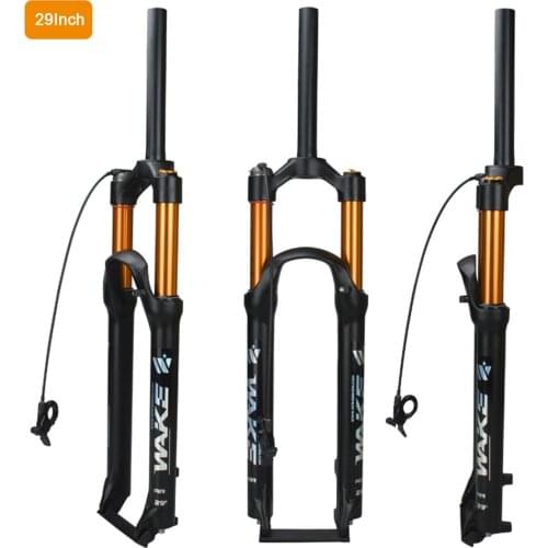 WAKE Mountain Bike Air Suspension Front Fork with Wire Remote Control Lock MTB Bicycle Straight Tube Front Fork Bike Accessories