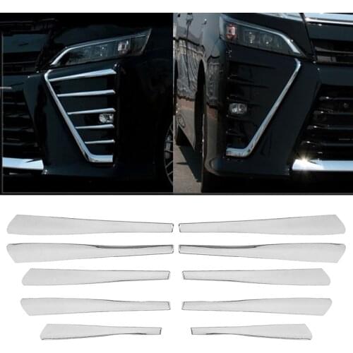 For Toyota Voxy R80 2014-2018 Front Bumper Trim Protector Strip Fog Lamp Fog Light Garnish Strip Chrome Decorative Strip