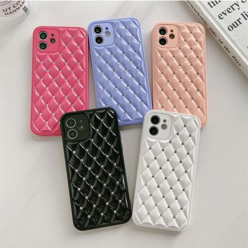 Luxury Beauty Solid Color Grid Pattern Full Protective Back Cover Phone Case for IPhone 12 11 Pro X XR XS MAX 7 8 Plus SE 2020