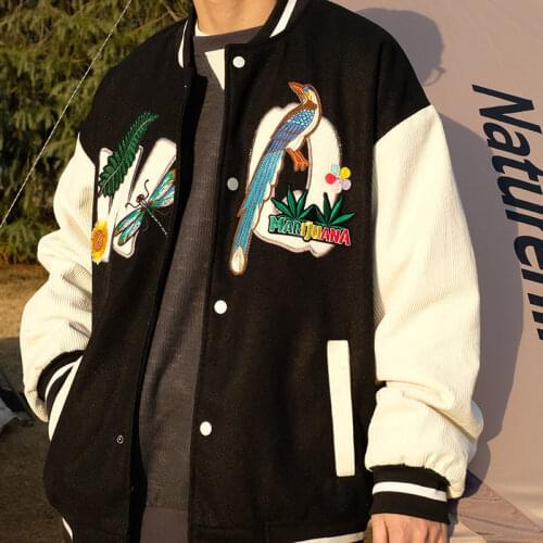Women Corduroy Baseball Jacket 2021 Round Neck Long Sleeve Splice Baseball Uniform High Street Vintage Fashion Loose Coats