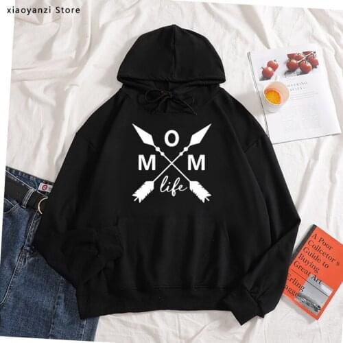 Mom Life Arrow Print Women hoodies Cotton Casual Funny pullovers For Lady Young Girl sweatshirts new-975