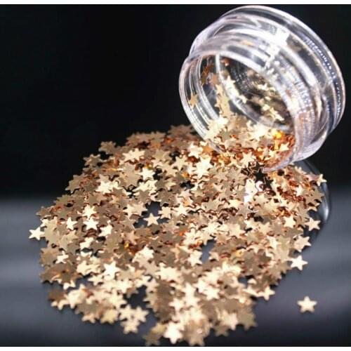 1Box Darkgoldenrod Color Sequins Acrylic Powder Crystal Nail Polymer Nail Art Tips Builder False Tips Tools Stars