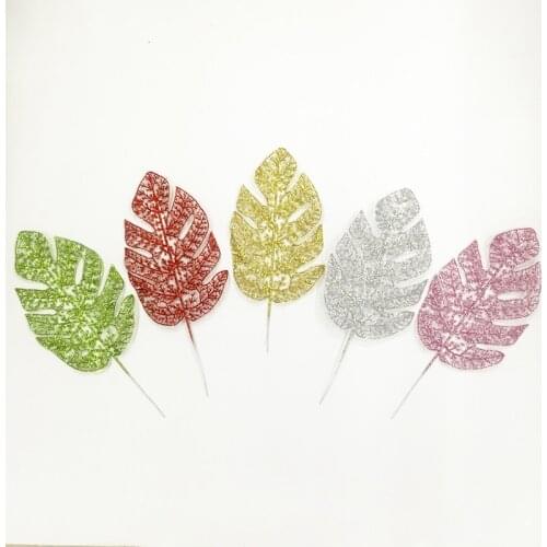 10pcs Christmas Gold Turtle Back Leaf Colorful Christmas Decorations New Year Flower Accessories