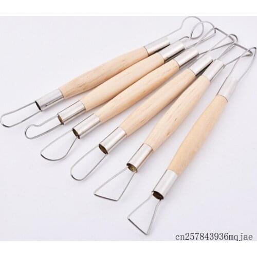 50 Sets 6 Pcs/Set Clay Sculpture Hand Tool Sets Wax Pottery Clay Tools with Wood Handles DIY Sculpture Carving Craft Set