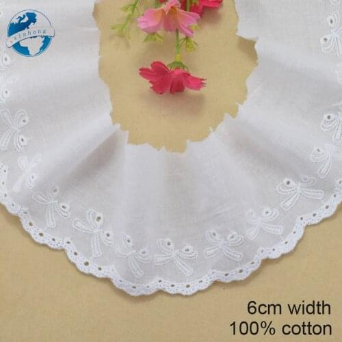 6cm white 100% cotton embroidery lace french lace ribbon fabric guipure diy trims warp knitting sewing Accessories#3716