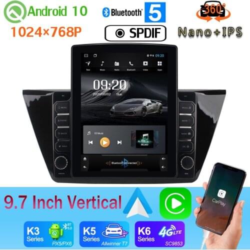 9.7" Vertical Style Car Media GPS CarPlay Android 10.0 360 Camera Radio For Volkswagen VW Touran L 2016-2020 PX6 4+64G Nano+IPS