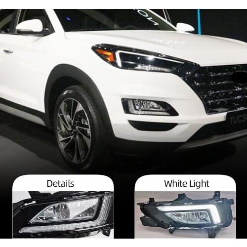 Car Flashing 1Pair Car DRL For Hyundai Tucson 2019 2020 LED fog lamp cover daytime running lights 12V Daylight