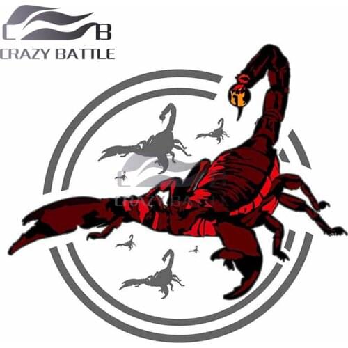 Crazy Battle 13cm x 5.5cm Red Scorpion Car Stickers Cartoon Decal Fashion Decals Car Accessories Suitable for VAN RV Decoration