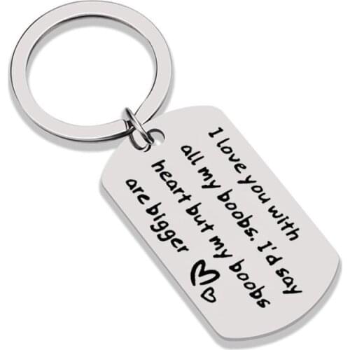 Funny Couple Key Chains I Love You Titanium Steel Dog Tag Keychains Gifts for Boyfriend