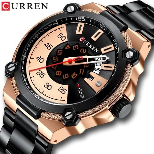 Brand Men Stainless Steel Business Watches CURREN Quartz Military Watch Fashion Causal Male Clock Auto Date Relogio Homem