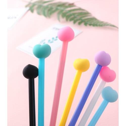 1 PCS Lovely White Wing Gel Pens Girl Kawaii Pink Heart 0.5mm Black Ink Pen School Office Supplies Stationery Signature Tool