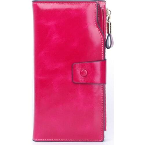 Womens Leather High Wallet Quality Purse Cow Ladie Leather Genuine RFID Female Wallet Long Women Wallet Hasp Clutch Zipper Walet