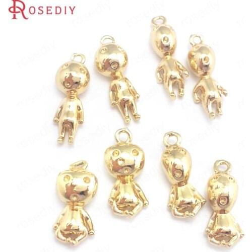 40006)10PCS 8x21MM 24K Champagne Gold Color Brass Saucerman Charms Pendants Jewelry Making Supplies Diy Findings Accessories