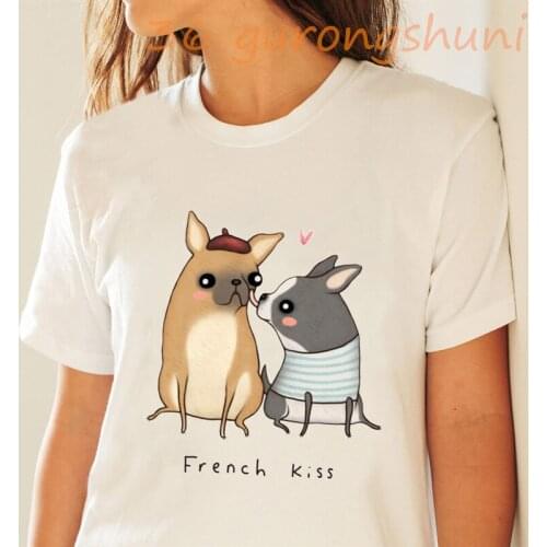 Summer tops cute cartoon dog t-shirt kpop harajuku funny Animal cat tshirt kawaii vintage t shirt women french woman clothing