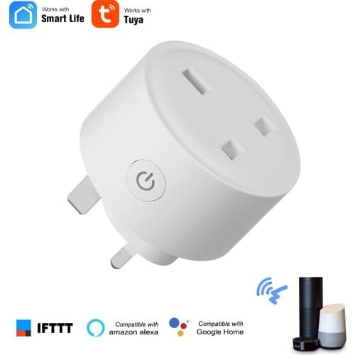 Mini Smart WiFi Socket UK Remote Control by Smart Phone Tuya APP Voice Control Compatible with Amazon Alexa and for Google Home
