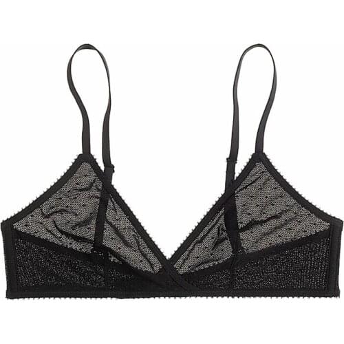 Underwear women Ladies Lace Bras For Women sexy underwear Dot mesh See-Through Adjustable Lingerie Black Femme Soft Bralette