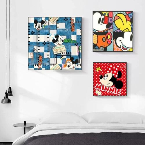 Disney Mickey Mouse Pop Style Canvas Painting Cartoon Anime Posters and Prints Wall Art Pictures for Kids Room Decor Cuadros