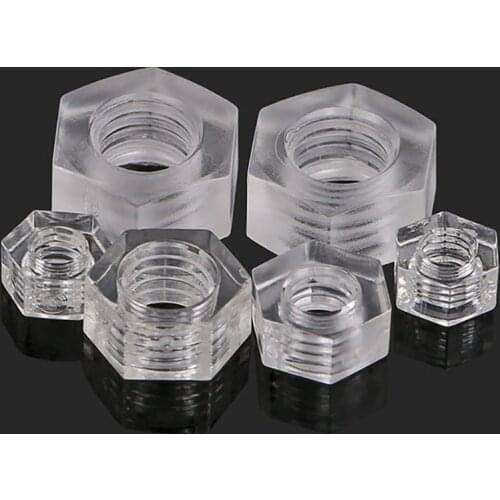 Clear Nylon Hex Full Nuts Transparent Plastic Hexagon Nut M3 M4 M5 M6 10-50pcs