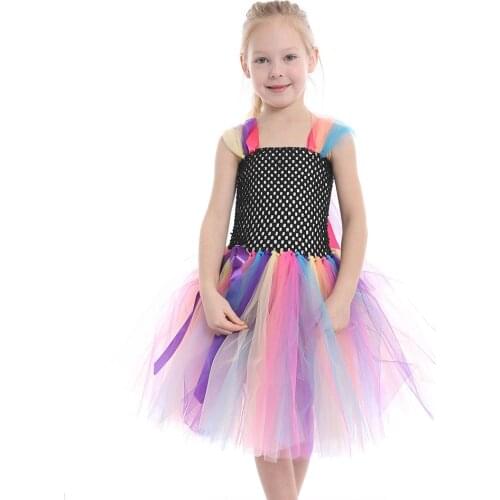 Princess Rainbow Tutu Dress Girls Tulle Dress Summer Kids Birthday Outfit Teen Girls Unicorn Dress Tutu Costume Halloween