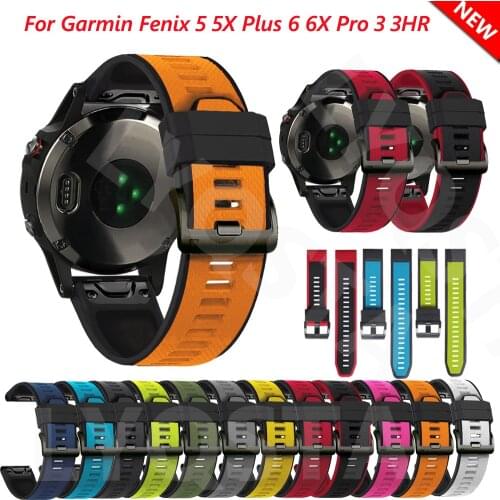 26 22MM Silicone Quick Release Watchband Strap For Garmin Fenix6 6X Pro 5 5X Plus 3HR 935 Wriststrap Easy Fit Wristband Bracelet