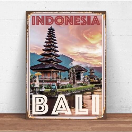 Retro Vintage Bali Indonesia Metal Tin Sign Metal Sign Wall Decor Fashion Art Decor Poster,Man Cave,Garage,Bar,Pub H135