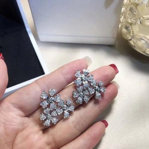 Luxury Jewelry Original 925 Solid Silver 1 Carat Small Lab Diamond Stud Earring Earrings For Women Bride Wedding Jewelry