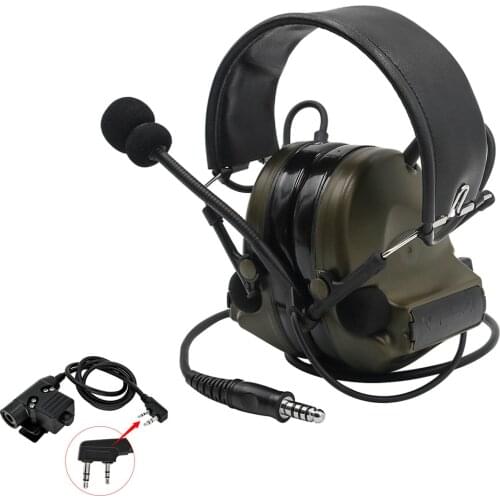 Tactical Comtac II Airsoft Military Headset Noise Cancelling Headphones Shooting Hunting Hearing Protection Earmuffs and u94 ptt